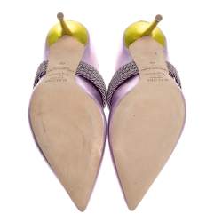 Pre Owned Malone Souliers Metallic Purple Leather Mara Pointed Toe Mules Size 40