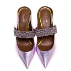 Pre Owned Malone Souliers Metallic Purple Leather Mara Pointed Toe Mules Size 40
