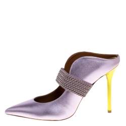 Pre Owned Malone Souliers Metallic Purple Leather Mara Pointed Toe Mules Size 40