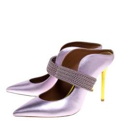 Pre Owned Malone Souliers Metallic Purple Leather Mara Pointed Toe Mules Size 40