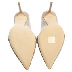 Pre Owned Malone Souliers Beige Croc Embossed Leather Constance Mules Size 41.5