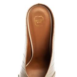 Pre Owned Malone Souliers Beige Croc Embossed Leather Constance Mules Size 41.5