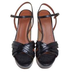 مملوكة مسبقًا صندل مالون سولييه سير كاحل ميلا جلد نقش تمساح أسود مقاس 38