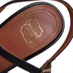 مملوكة مسبقًا صندل مالون سولييه سير كاحل ميلا جلد نقش تمساح أسود مقاس 38