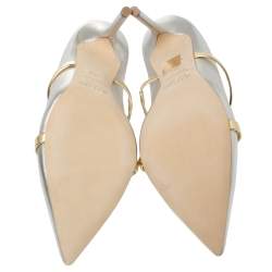 Pre Owned Malone Souliers Metallic Silver/Gold Leather Maureen Mule Pumps Size 38.5