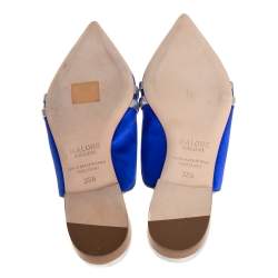 Pre Owned Malone Souliers Blue Satin Hermoine Flats Size 35.5