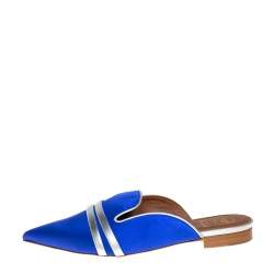 Pre Owned Malone Souliers Blue Satin Hermoine Flats Size 35.5