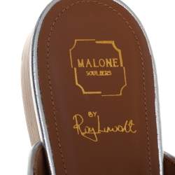 Pre Owned Malone Souliers Blue Satin Hermoine Flats Size 35.5