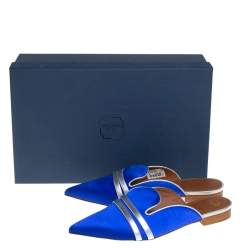 Pre Owned Malone Souliers Blue Satin Hermoine Flats Size 35.5