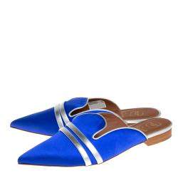 Pre Owned Malone Souliers Blue Satin Hermoine Flats Size 35.5