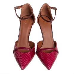 Pre Owned Malone Souliers Burgundy/Brown Python Ankle Strap Pumps Size 38