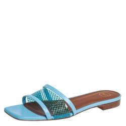 مملوكة مسبقًا حذاء سلايد مالون سولييه ديمي جلد أزرق وبي  في سي مقاس 37