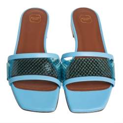مملوكة مسبقًا حذاء سلايد مالون سولييه ديمي جلد أزرق وبي  في سي مقاس 37