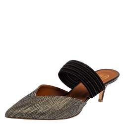 Pre Owned Malone Souliers Black Canvas Maisie Sandals Size 40.5