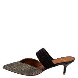 Pre Owned Malone Souliers Black Canvas Maisie Sandals Size 40.5