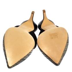 Pre Owned Malone Souliers Black Canvas Maisie Sandals Size 40.5