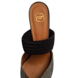 Pre Owned Malone Souliers Black Canvas Maisie Sandals Size 40.5