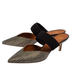 Pre Owned Malone Souliers Black Canvas Maisie Sandals Size 40.5