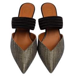 Pre Owned Malone Souliers Black Canvas Maisie Sandals Size 40.5