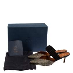 Pre Owned Malone Souliers Black Canvas Maisie Sandals Size 40.5