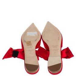 Pre Owned Malone Souliers Red Satin Maite Crystal Buckle Flats Size 37