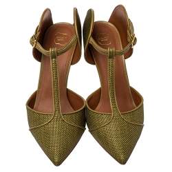 Pre Owned Malone Souliers Green Canvas And Leather Imogen Pumps Size 38.5