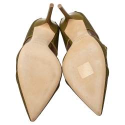 Pre Owned Malone Souliers Green Canvas And Leather Imogen Pumps Size 38.5