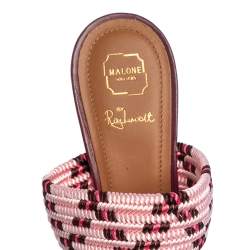 Pre Owned Malone Souliers Metallic Grey Leather And Cord Maisie Pointed Toe Mules Size 38