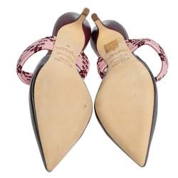 Pre Owned Malone Souliers Metallic Grey Leather And Cord Maisie Pointed Toe Mules Size 38