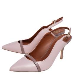 Pre Owned Malone Souliers Pink Leather Marion Slingback Sandals Size 37.5