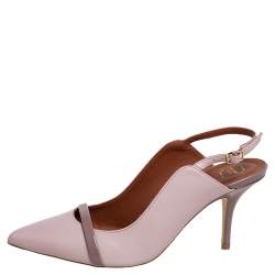 Pre Owned Malone Souliers Pink Leather Marion Slingback Sandals Size 37.5