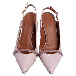 Pre Owned Malone Souliers Pink Leather Marion Slingback Sandals Size 37.5