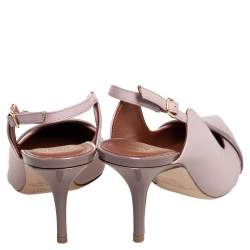 Pre Owned Malone Souliers Pink Leather Marion Slingback Sandals Size 37.5