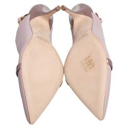 Pre Owned Malone Souliers Pink Leather Marion Slingback Sandals Size 37.5