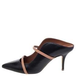 Pre Owned حذاء سلايد مالون سولييه ماورين جلد بيج/أسود مقدمة مدببة مقاس 39