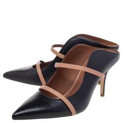 Pre Owned حذاء سلايد مالون سولييه ماورين جلد بيج/أسود مقدمة مدببة مقاس 39