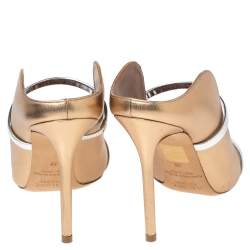 Pre Owned صندل سلايد مالون سولييه ماورين جلد ذهبي ميتاليك مقاس 38