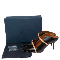 Pre Owned Malone Souliers Black/Beige Leather Maureen Mules Size 40.5