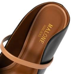 Pre Owned Malone Souliers Black/Beige Leather Maureen Mules Size 40.5