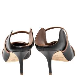 Pre Owned Malone Souliers Black/Beige Leather Maureen Mules Size 40.5