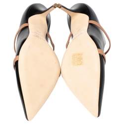 Pre Owned Malone Souliers Black/Beige Leather Maureen Mules Size 40.5
