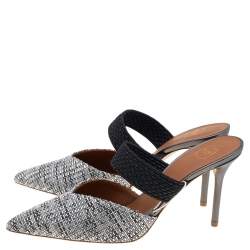 Pre Owned Malone Souliers Black/Silver Woven Nylon Maisie Sandals Size 39