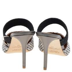 Pre Owned Malone Souliers Black/Silver Woven Nylon Maisie Sandals Size 39