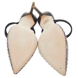 Pre Owned Malone Souliers Black/Silver Woven Nylon Maisie Sandals Size 39