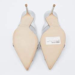 Pre Owned Malone Souliers Silver Mesh and Leather Bobbi Mules Size 39