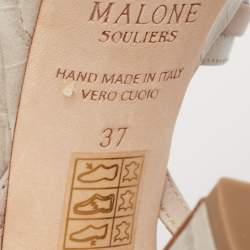 Pre Owned صندل مالون سولييه ميلا جلد وجلد نقشة التمساح رصاصي بحزام للكاحل نعل سميك مقاس 37