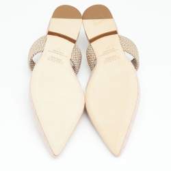 Pre Owned Malone Souliers Pink Croc Embossed Leather and Fabric Maisie Mule Flats Size 37