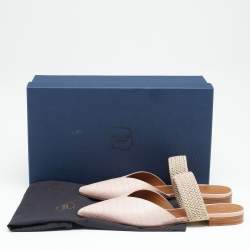 Pre Owned Malone Souliers Pink Croc Embossed Leather and Fabric Maisie Mule Flats Size 37