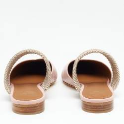 Pre Owned Malone Souliers Pink Croc Embossed Leather and Fabric Maisie Mule Flats Size 37