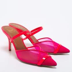 Pre Owned Malone Souliers Pink Mesh and Patent Clio Mule Size 38